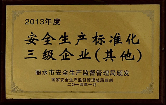 2013年度安全生產標準化三級企業