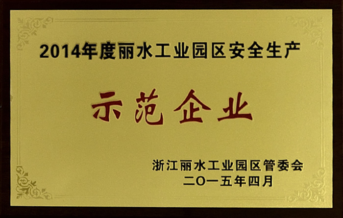 2014年度麗水工業園區安全生產示范企業